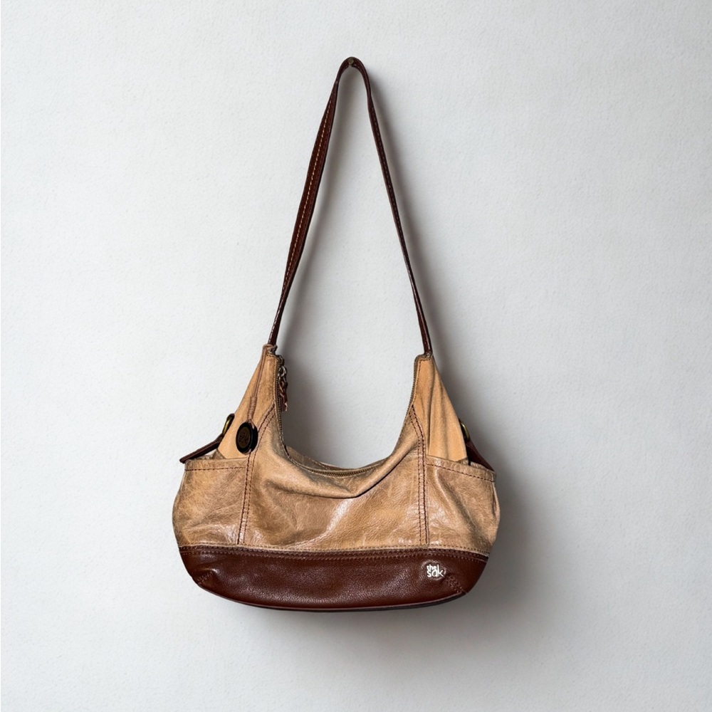 Two-Tone Leather Shoulder Bag